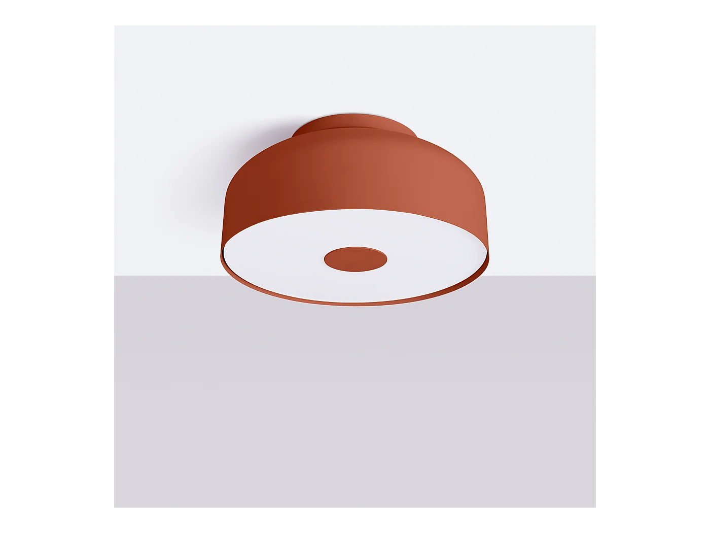 Plafonnier Omiq Moderne En Acier/Pvc - 4 Sources Lumineuses - L.30 X H.15 Cm - Ocre Rouge