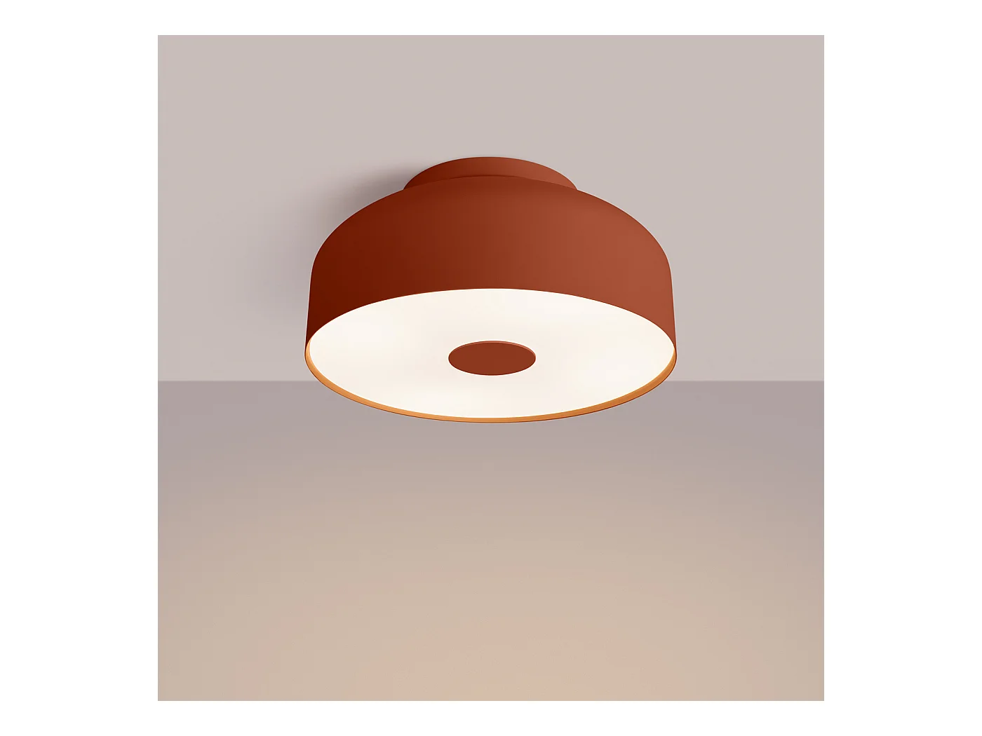 Plafonnier Omiq Moderne En Acier/Pvc - 4 Sources Lumineuses - L.30 X H.15 Cm - Ocre Rouge