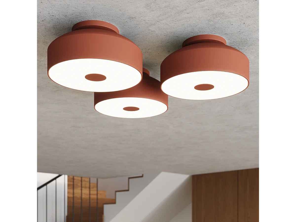 Lampada Da Soffitto Omiq Moderno Di Acciaio/Pvc - 4 Sorgenti Luminose - L.30 X A.15 Cm - Ocra Rossa