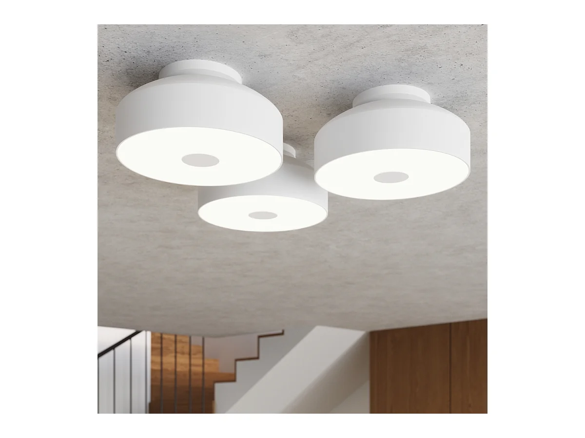 Plafonnier Omiq Moderne En Acier/Pvc - 4 Sources Lumineuses - L.30 X H.15 Cm - Blanc