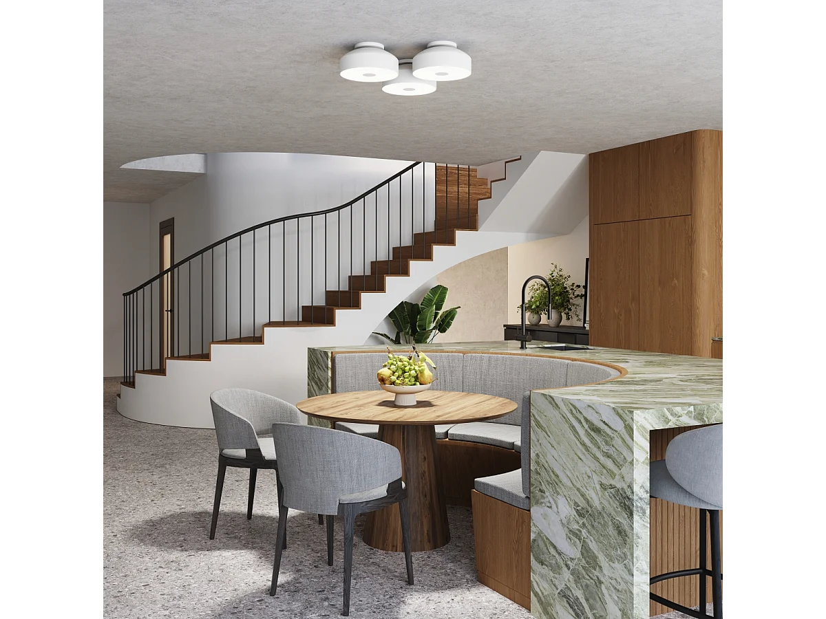 Plafonnier Omiq Moderne En Acier/Pvc - 4 Sources Lumineuses - L.30 X H.15 Cm - Blanc