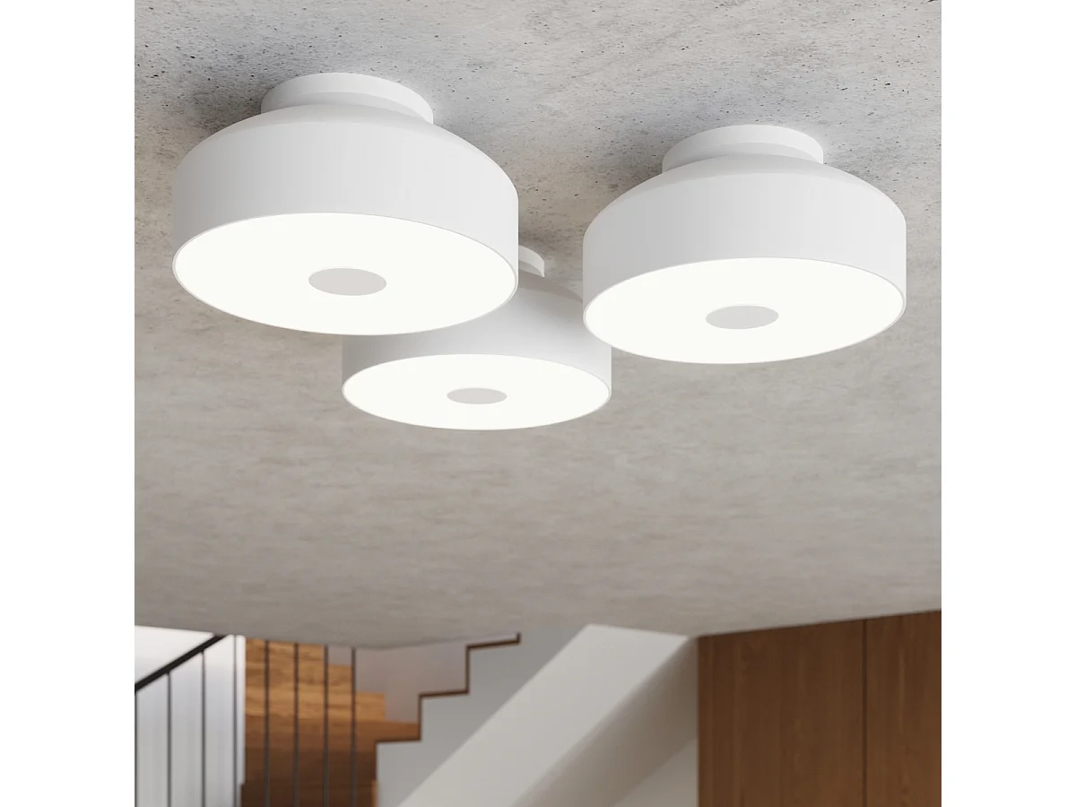 Plafonnier Omiq Moderne En Acier/Pvc - 4 Sources Lumineuses - L.30 X H.15 Cm - Blanc