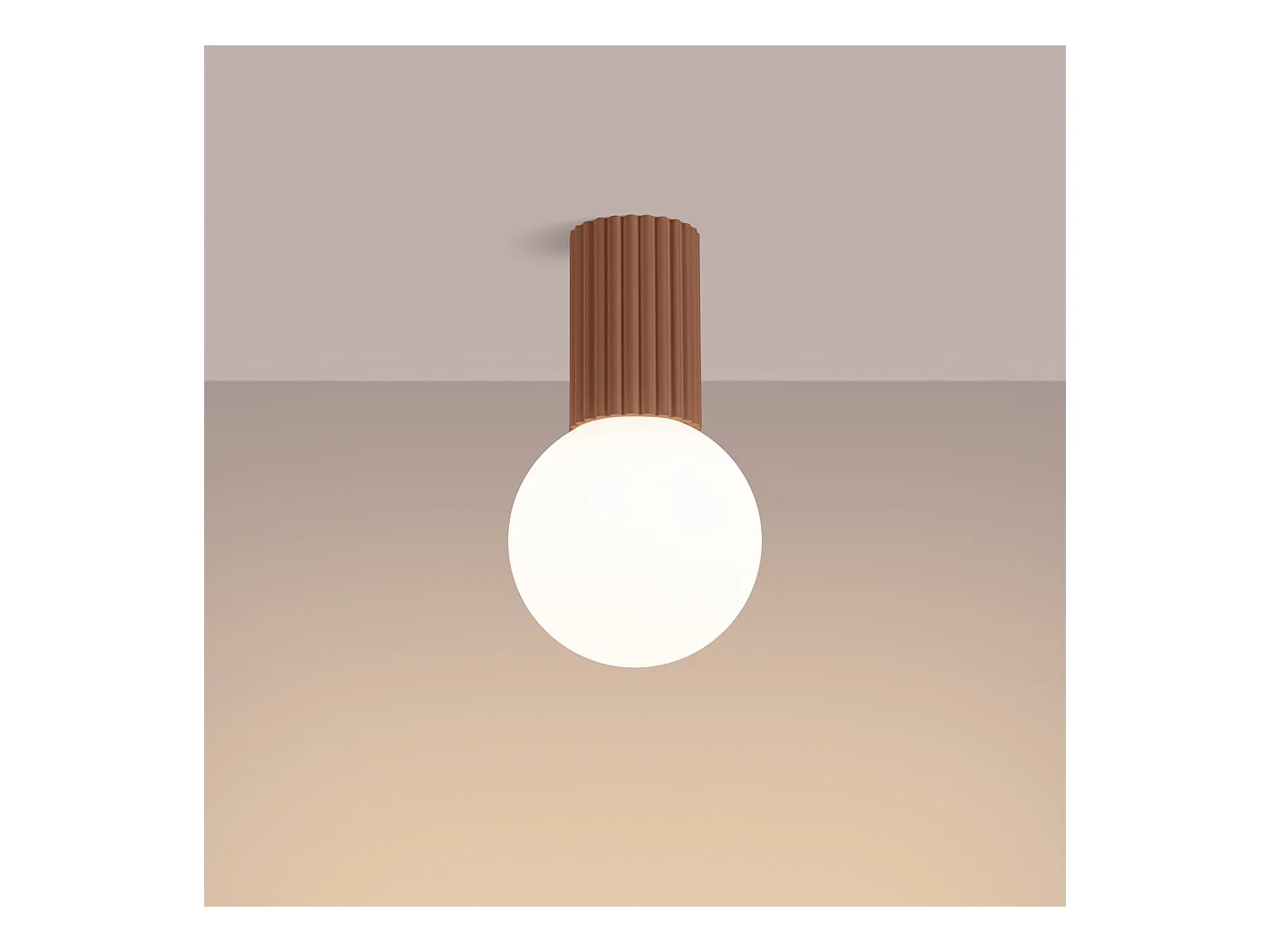 Plafonnier Halo Moderne En Aluminium/Verre - 1 Sources Lumineuses - L.12 X H.21 Cm - Moka