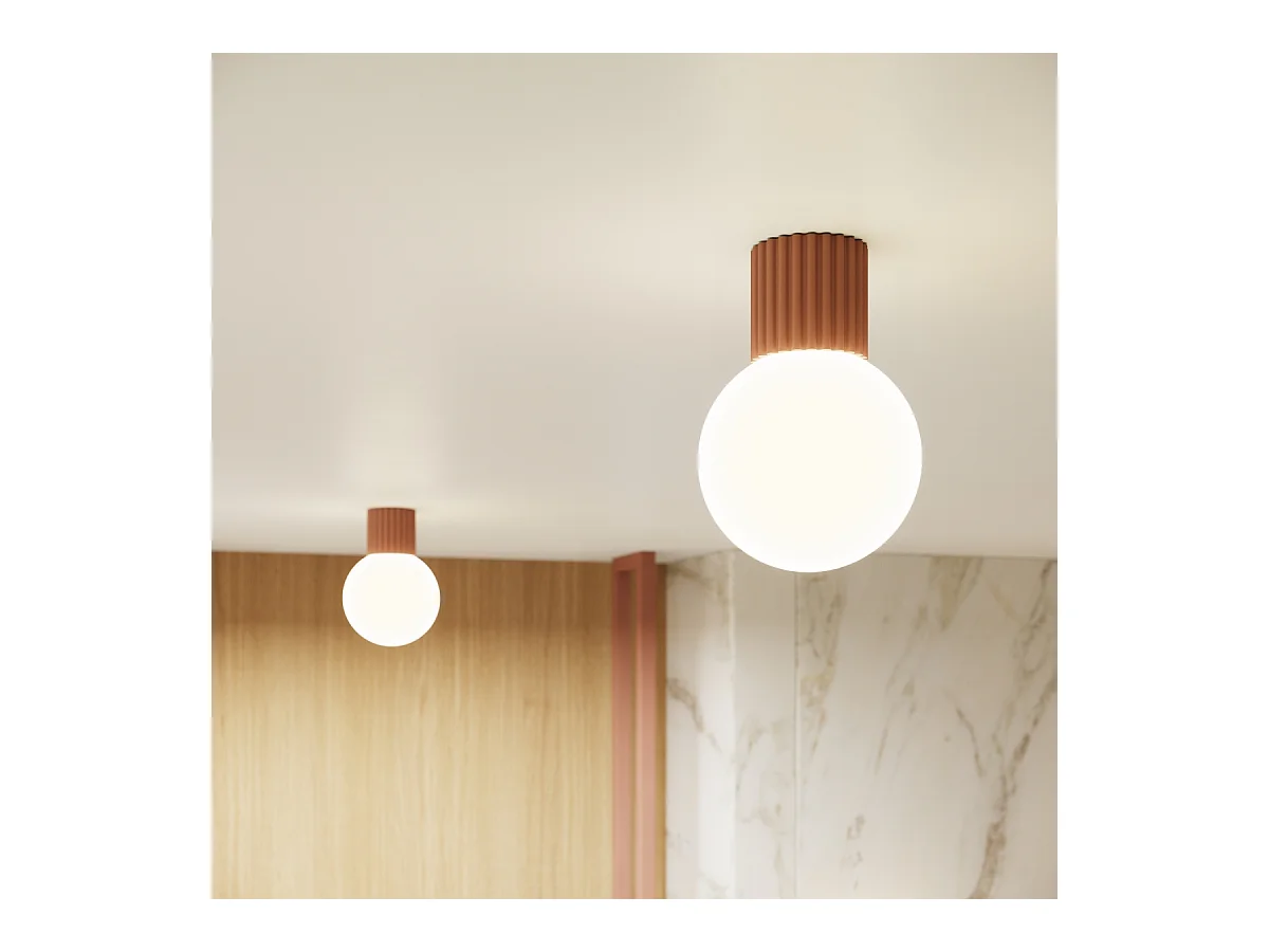 Plafonnier Halo Moderne En Aluminium/Verre - 1 Sources Lumineuses - L.12 X H.21 Cm - Moka