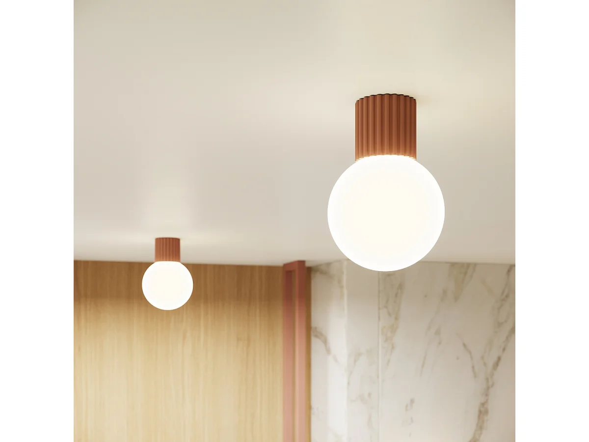 Plafonnier Halo Moderne En Aluminium/Verre - 1 Sources Lumineuses - L.12 X H.21 Cm - Moka