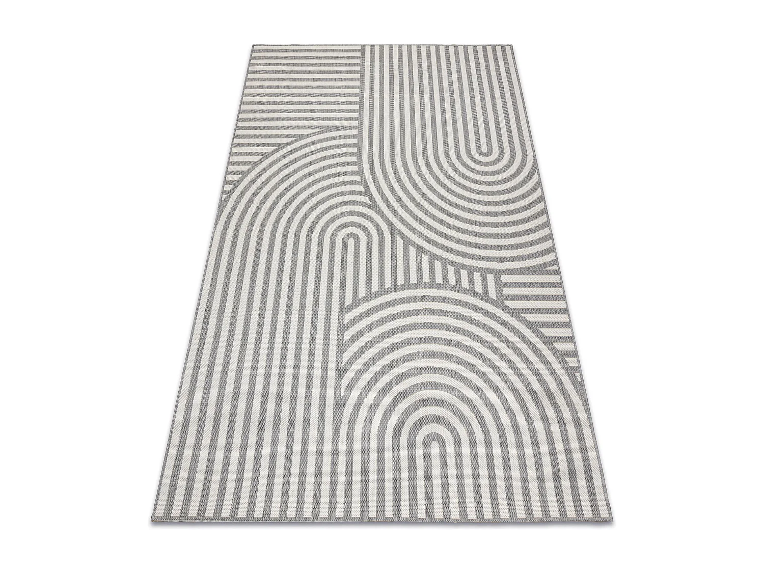 Teppich FLAT SISAL 49376637 Kreise Streifen grau/creme 120x170 cm