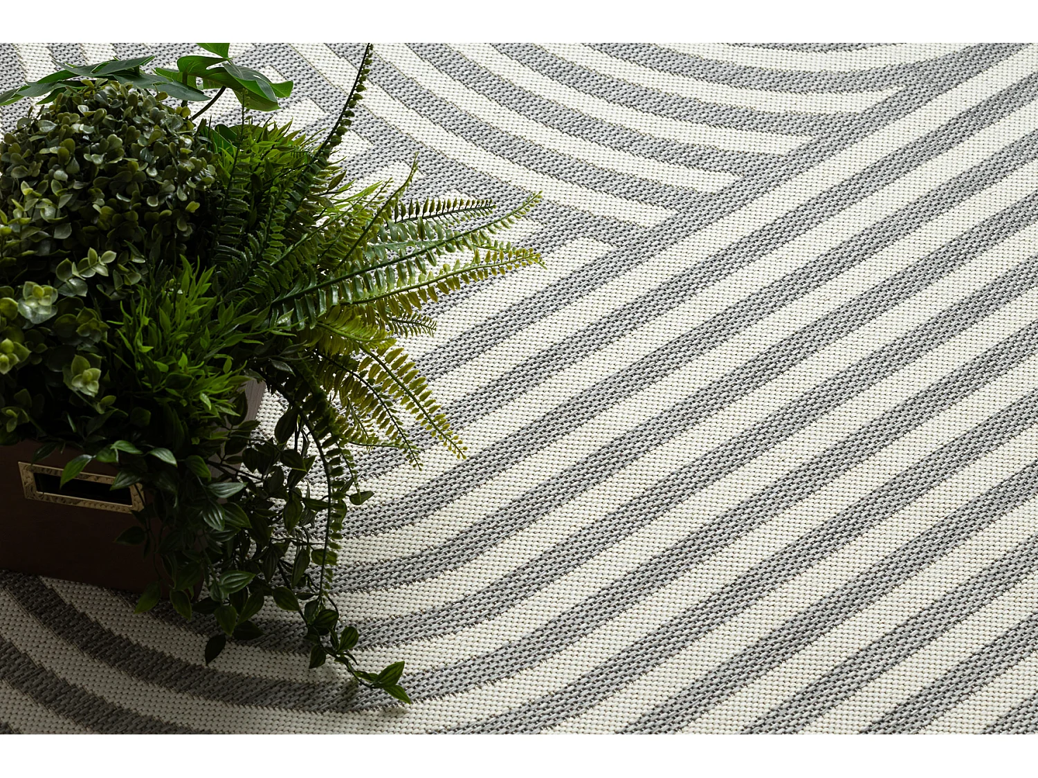 Teppich FLAT SISAL 49376637 Kreise Streifen grau/creme 120x170 cm