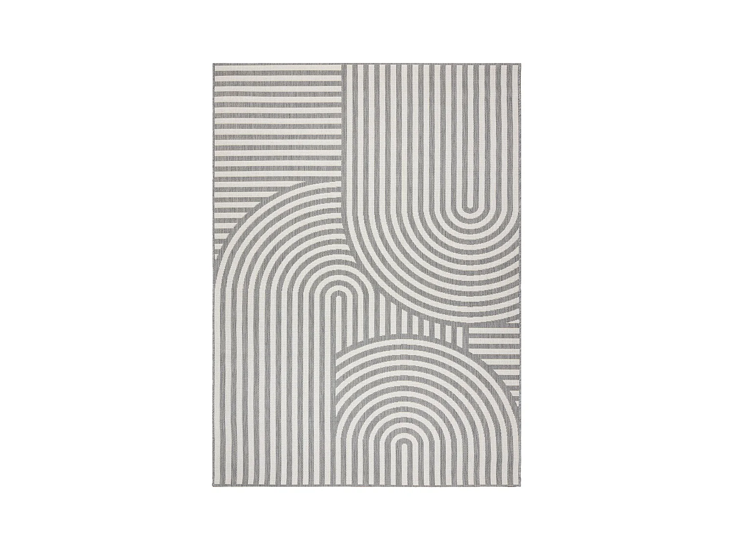 Tapis SIZAL FLAT 49376637 Rayures cercles gris/crème 140x200 cm