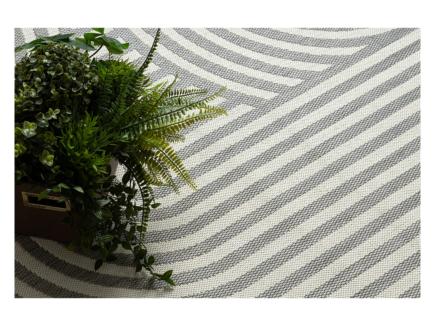 Tapis SIZAL FLAT 49376637 Rayures cercles gris/crème 140x200 cm