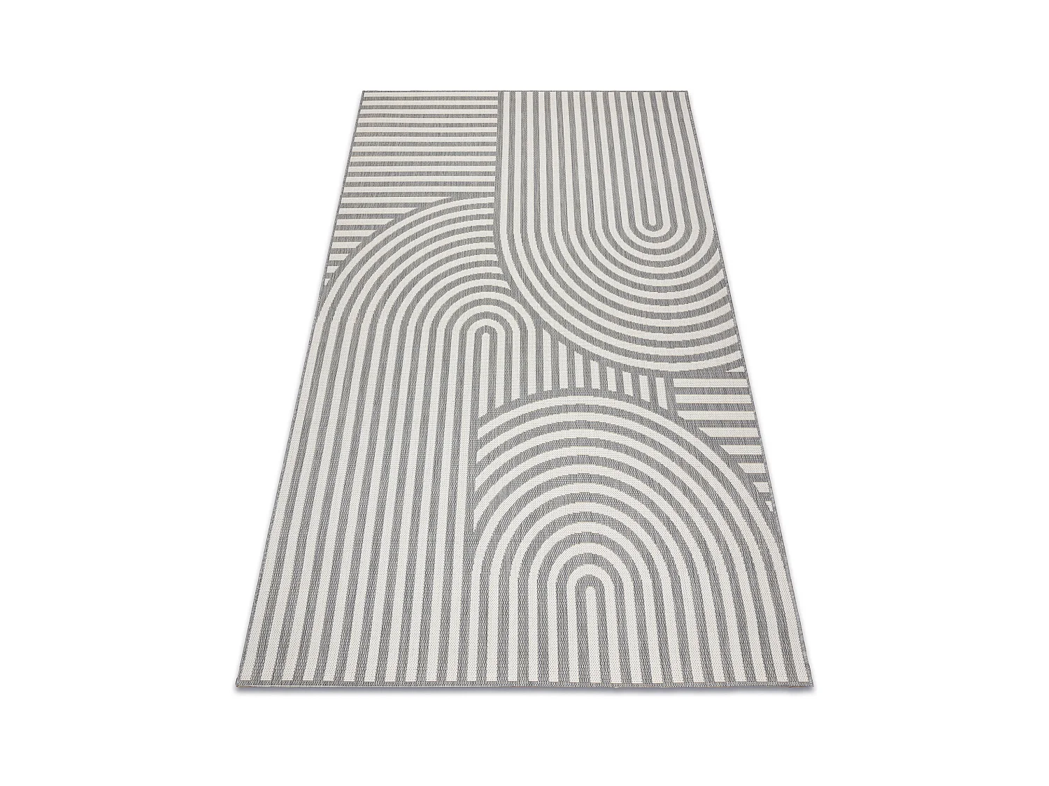 Tapis SIZAL FLAT 49376637 Rayures cercles gris/crème 140x200 cm