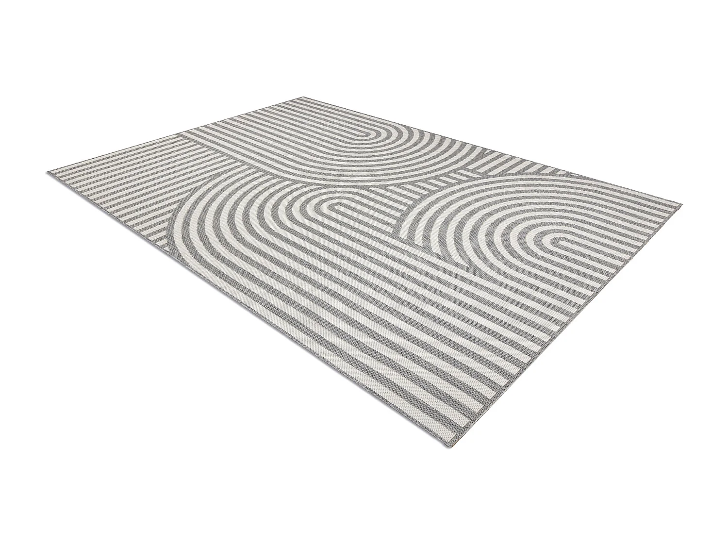 Tapis SIZAL FLAT 49376637 Rayures cercles gris/crème 140x200 cm