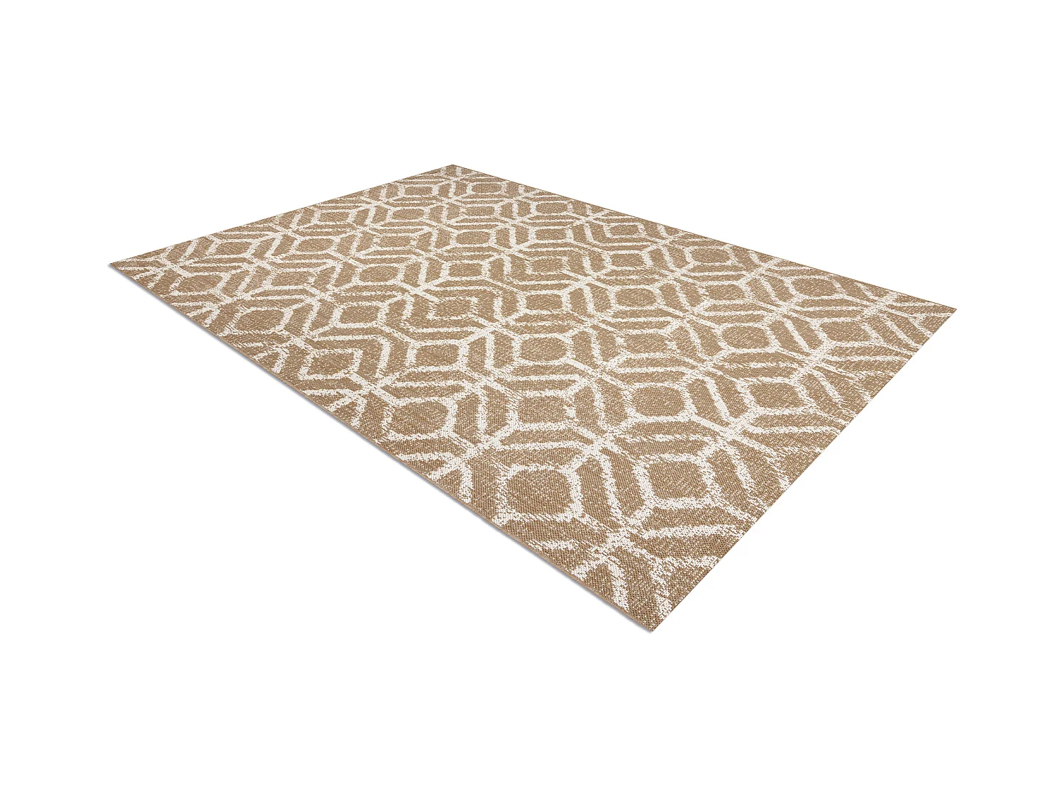 Tapis sisal FLAT 48957265 Géométrique RHOMBY ficelle beige naturel 120x170 cm