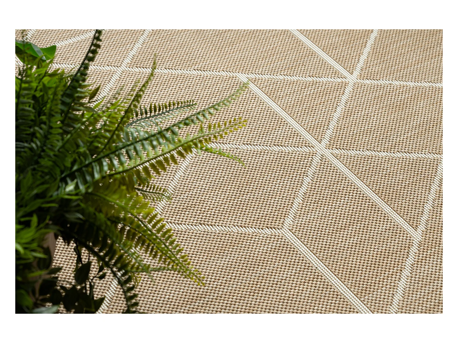 Tapis sisal FLAT 48959265 Géométrique ficelle beige naturel 200x290 cm