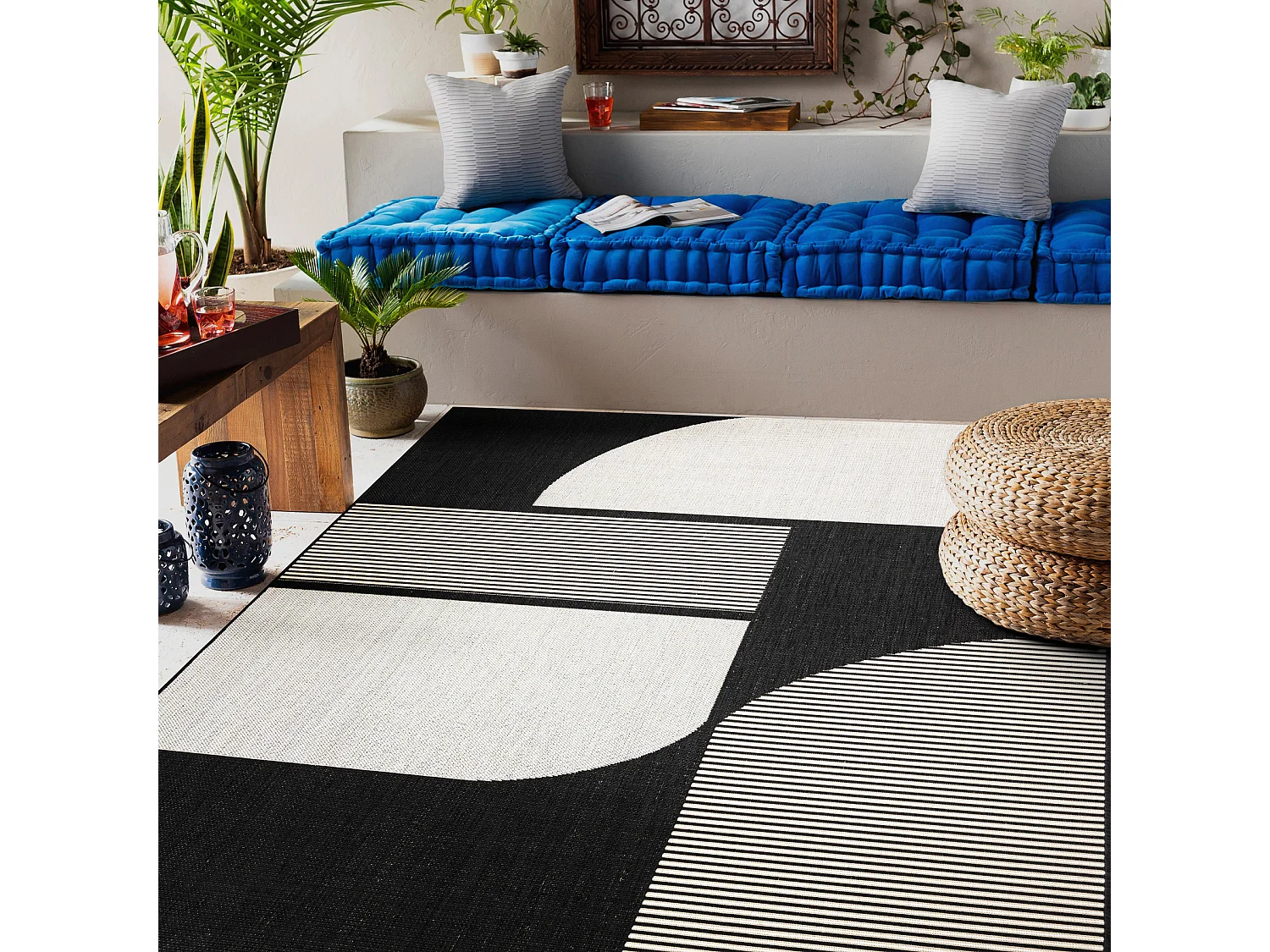 Teppich FLAT SISAL 49384690 ABSTRAKTION creme / schwarz 120x170 cm