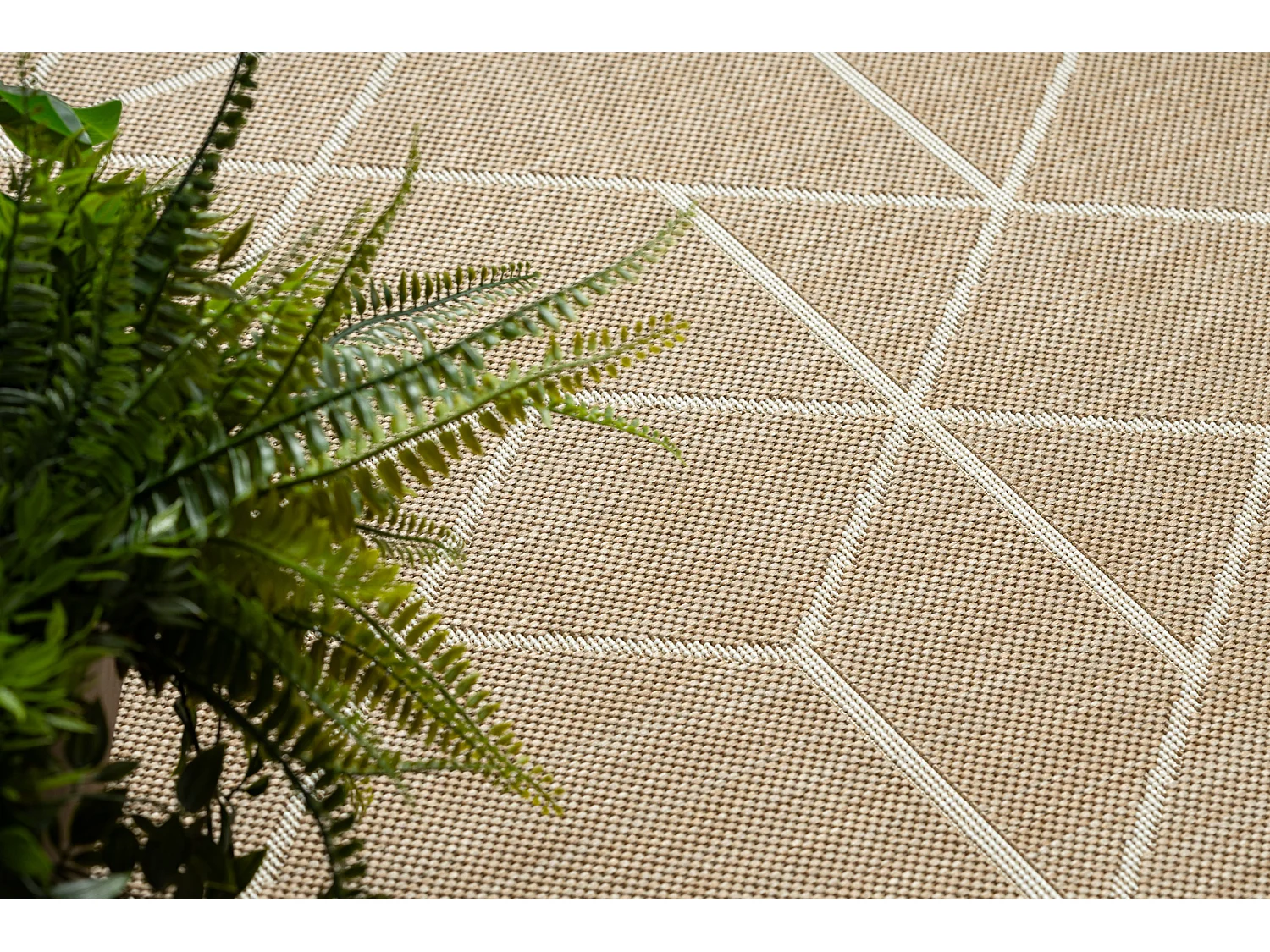 Teppich FLAT 48959265 Geometrische naturbeige Schnur 120x170 cm