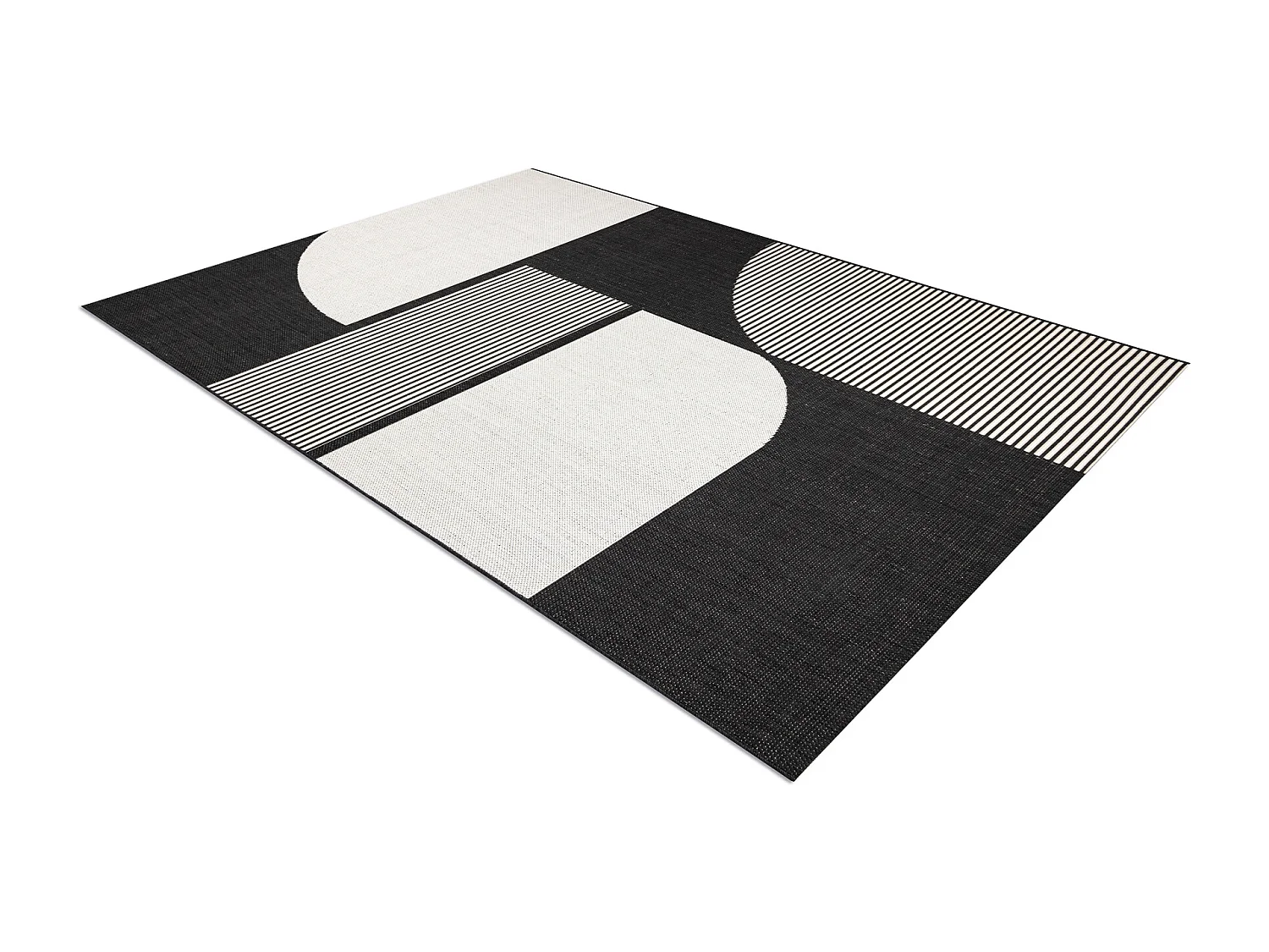 Teppich FLAT SISAL 49384690 ABSTRAKTION creme / schwarz 140x200 cm