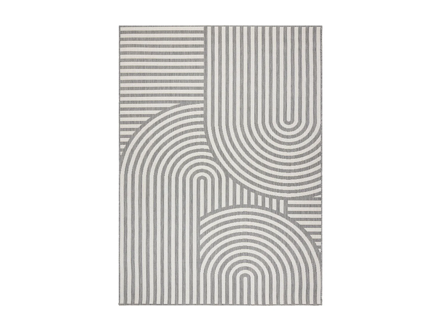 Teppich FLAT SISAL 49376637 Kreise Streifen grau/creme 80x150 cm