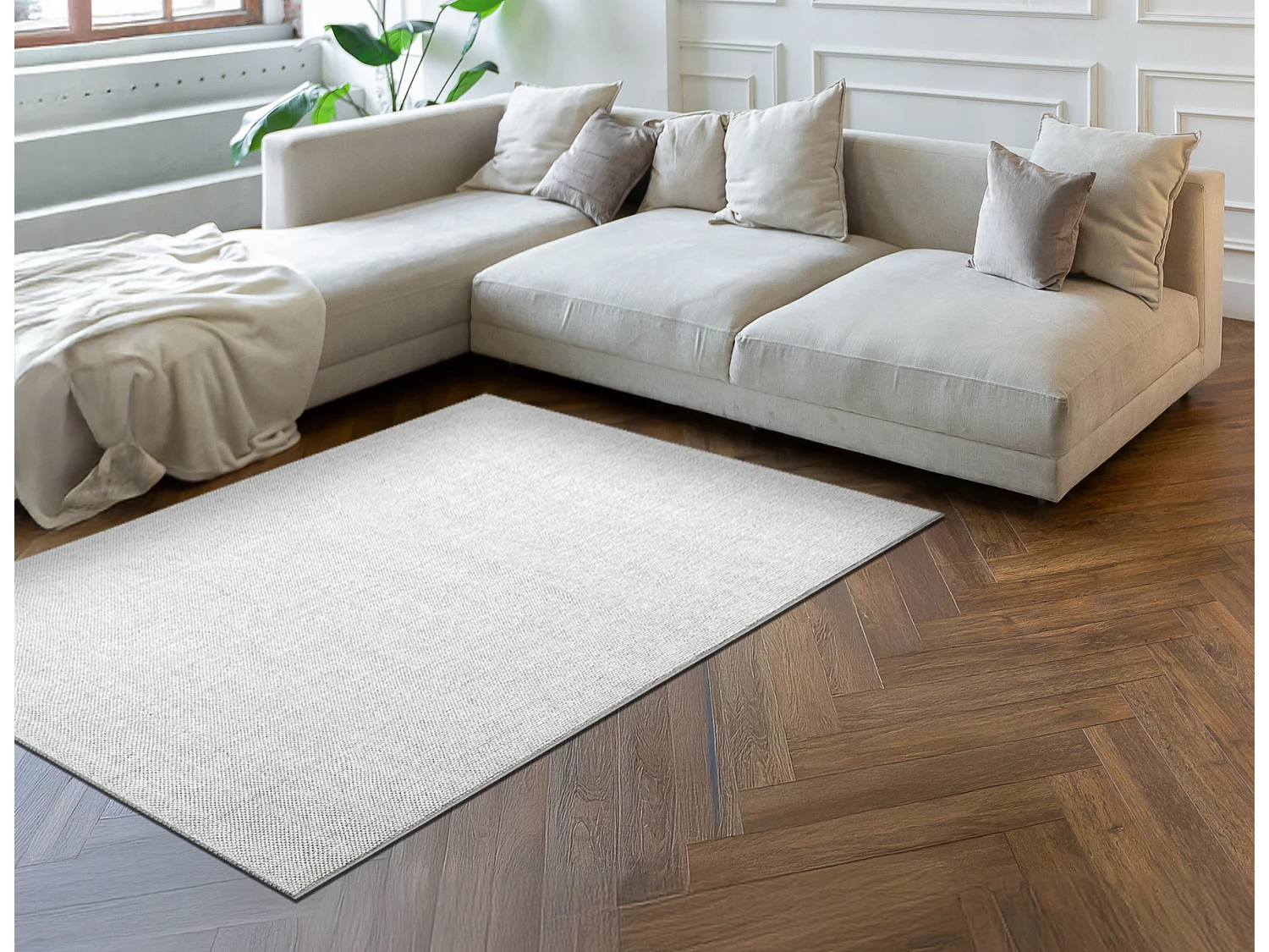 Tapis CASABLANCA LOOM argent, bouclé, doux intérieur et extérieur 200x200 cm