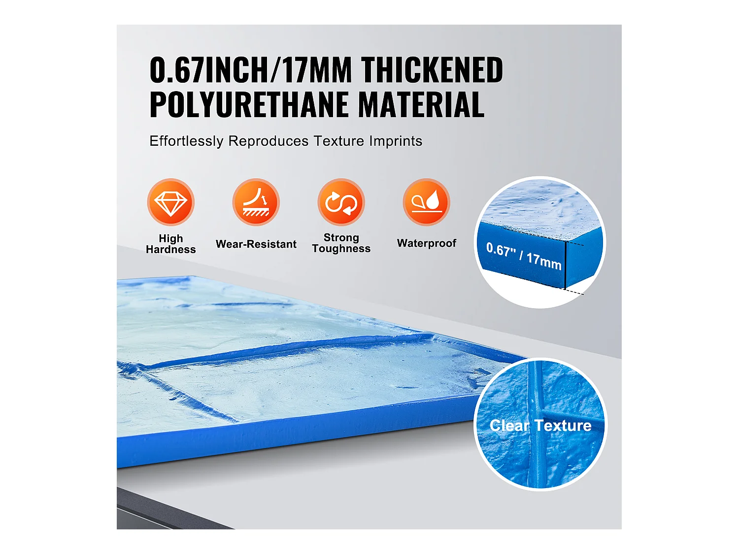 Stempelmat voor Beton SucceBuy, Gestructureerde Polyurethaanhuid voor Gieten,61 x 61 cm, 7 Stuks