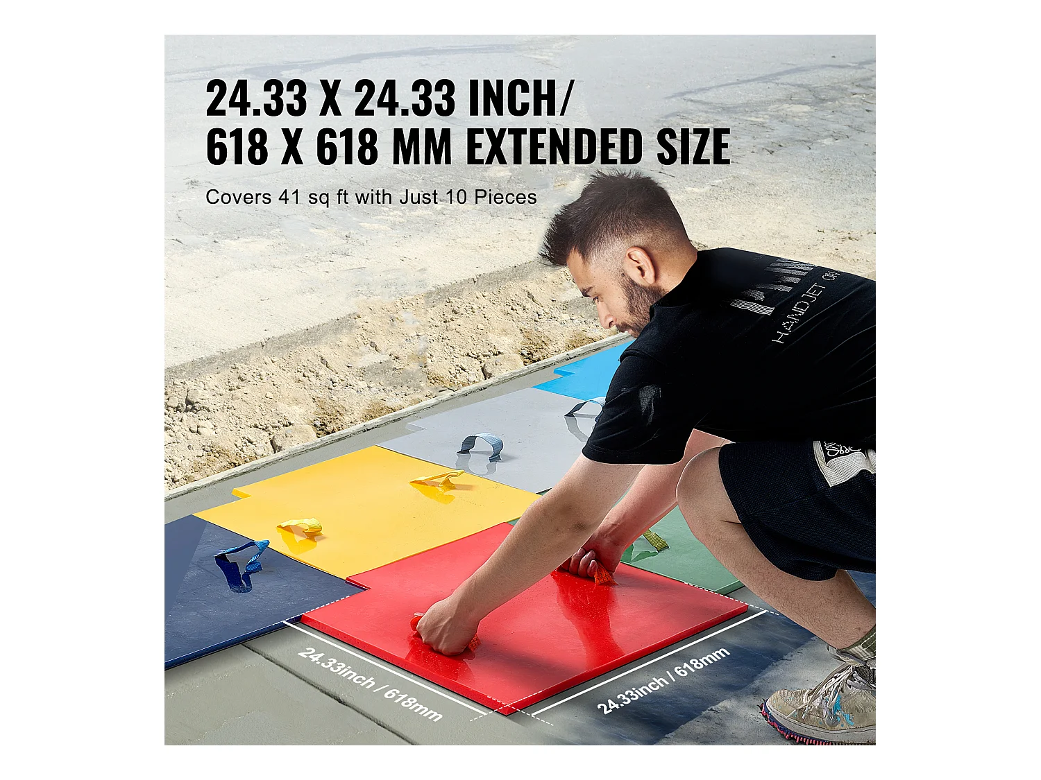 Stempelmat voor Beton SucceBuy, Gestructureerde Polyurethaanhuid voor Gieten,61 x 61 cm, 7 Stuks