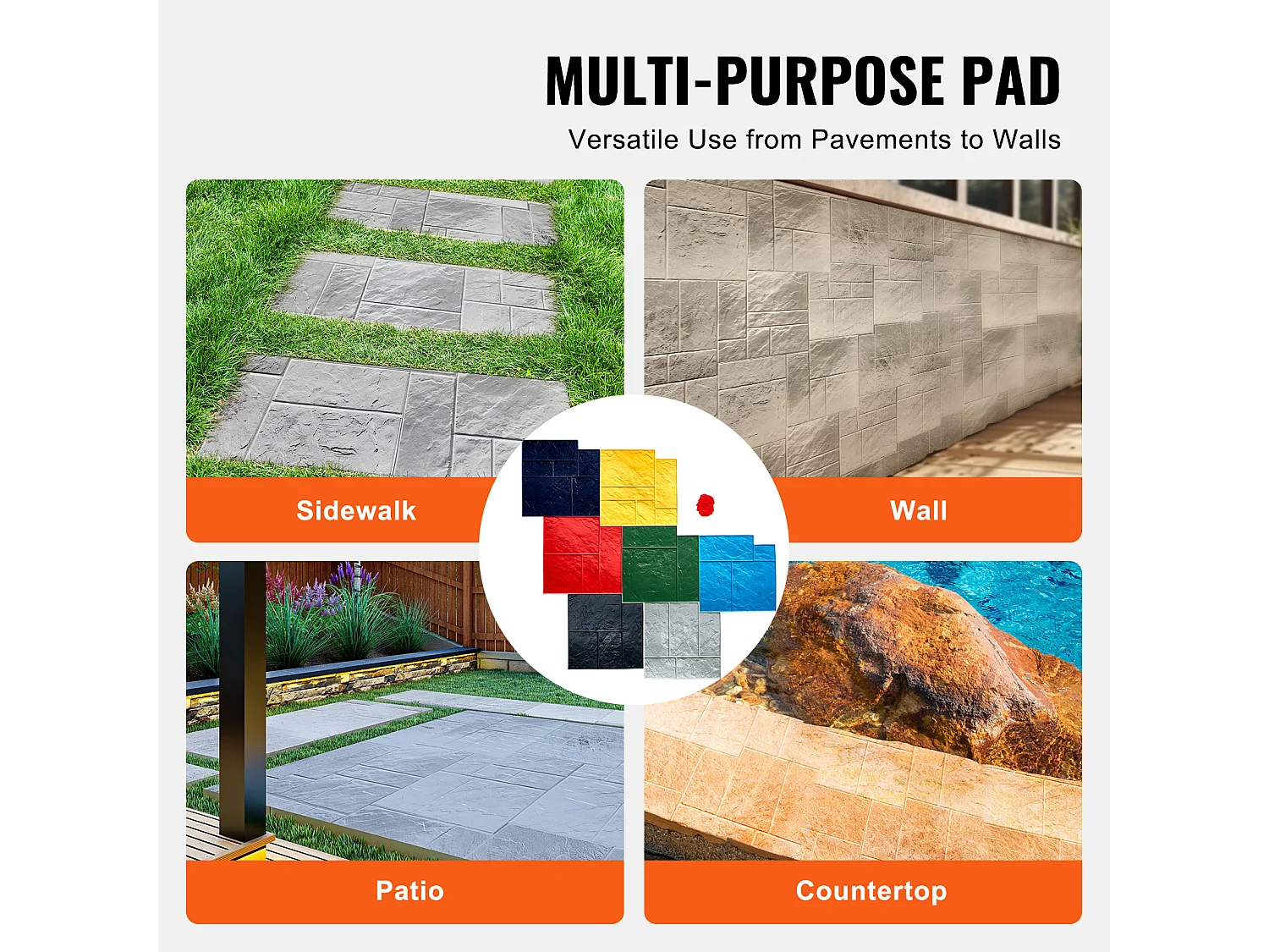 Tapis de Tampon pour Béton SucceBuy, Peau Texturée en Polyuréthane pour Moulage,61 x 61 cm, 7 PCS