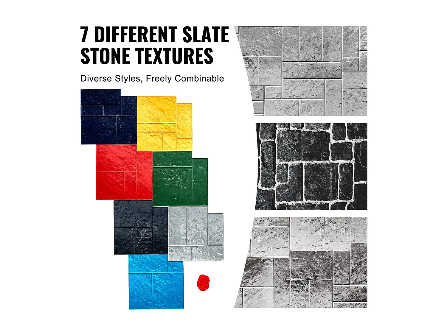 Tapis de Tampon pour Béton SucceBuy, Peau Texturée en Polyuréthane pour Moulage,61 x 61 cm, 7 PCS