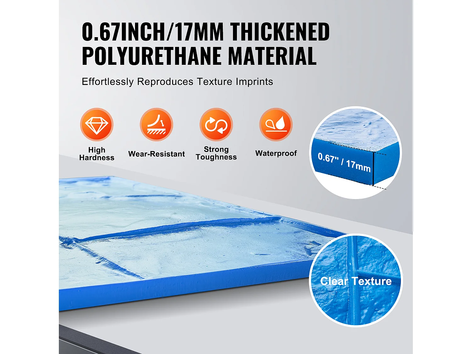 Tapis de Tampon pour Béton SucceBuy, Peau Texturée en Polyuréthane pour Moulage,61 x 61 cm, 7 PCS