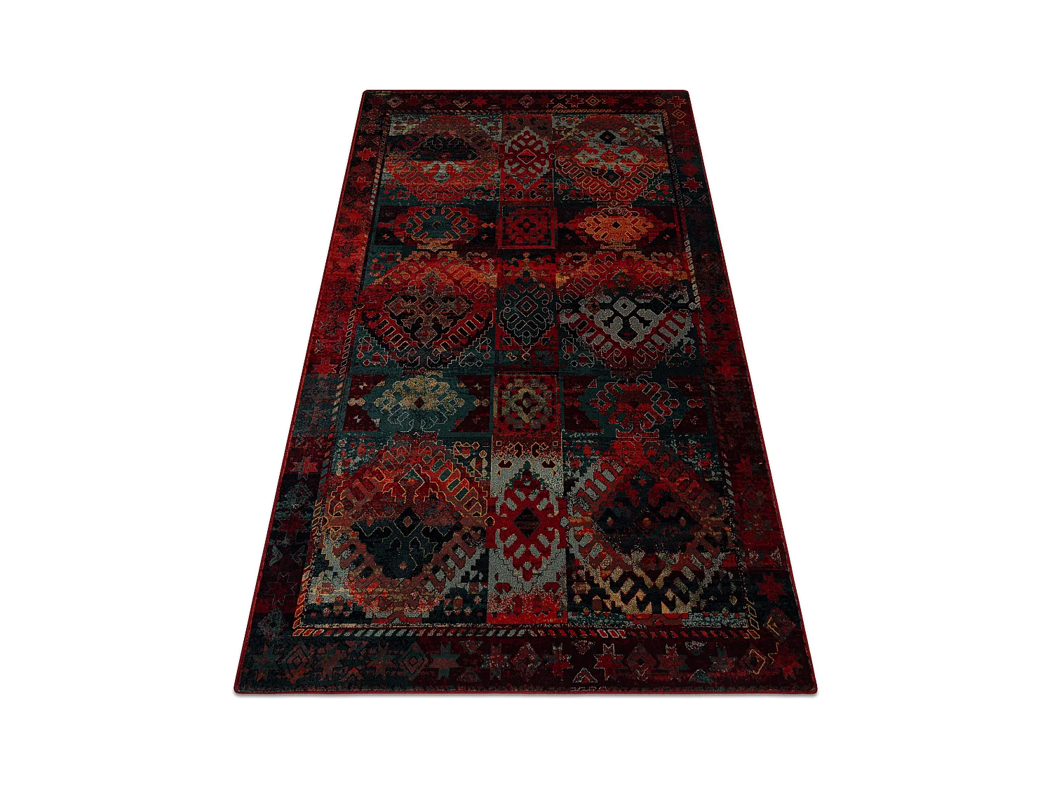 Tapis en laine OMEGA AVAR Cadre, diamants, oriental - rubis 235x350 cm