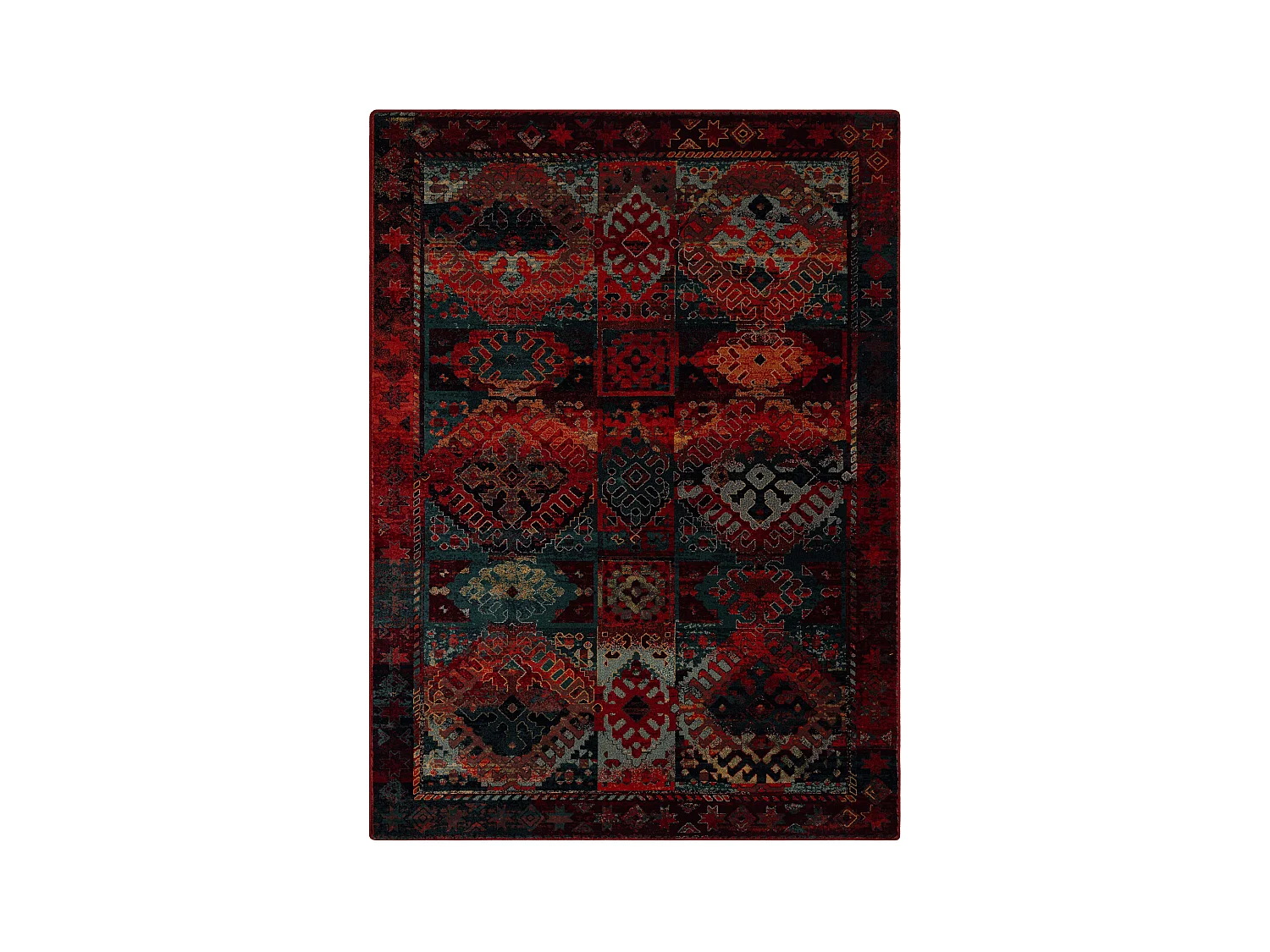 Tapis en laine OMEGA AVAR Cadre, diamants, oriental - rubis 235x350 cm