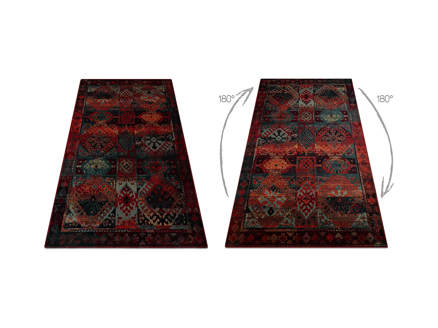 Tapis en laine OMEGA AVAR Cadre, diamants, oriental - rubis 235x350 cm