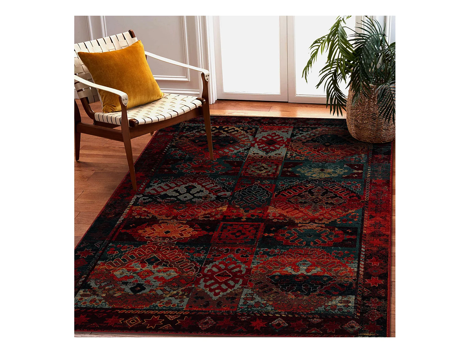 Tapis en laine OMEGA AVAR Cadre, diamants, oriental - rubis 235x350 cm