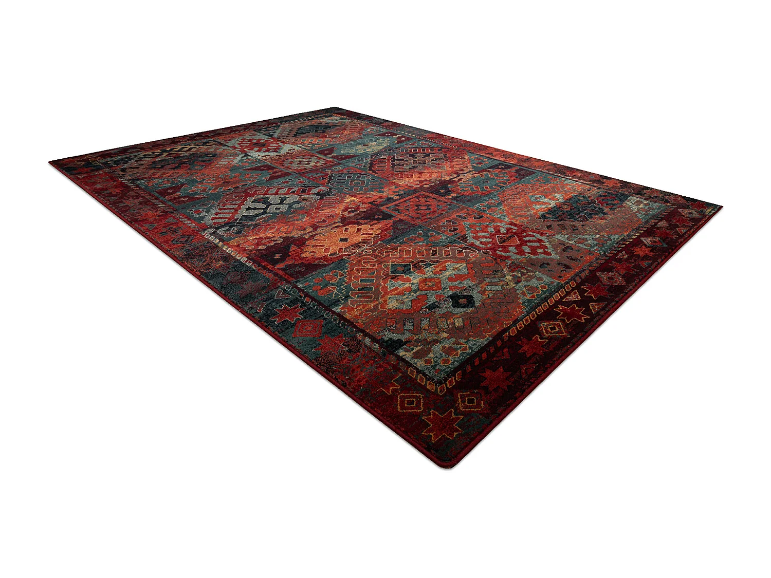 Tapis en laine OMEGA AVAR Cadre, diamants, oriental - rubis 235x350 cm