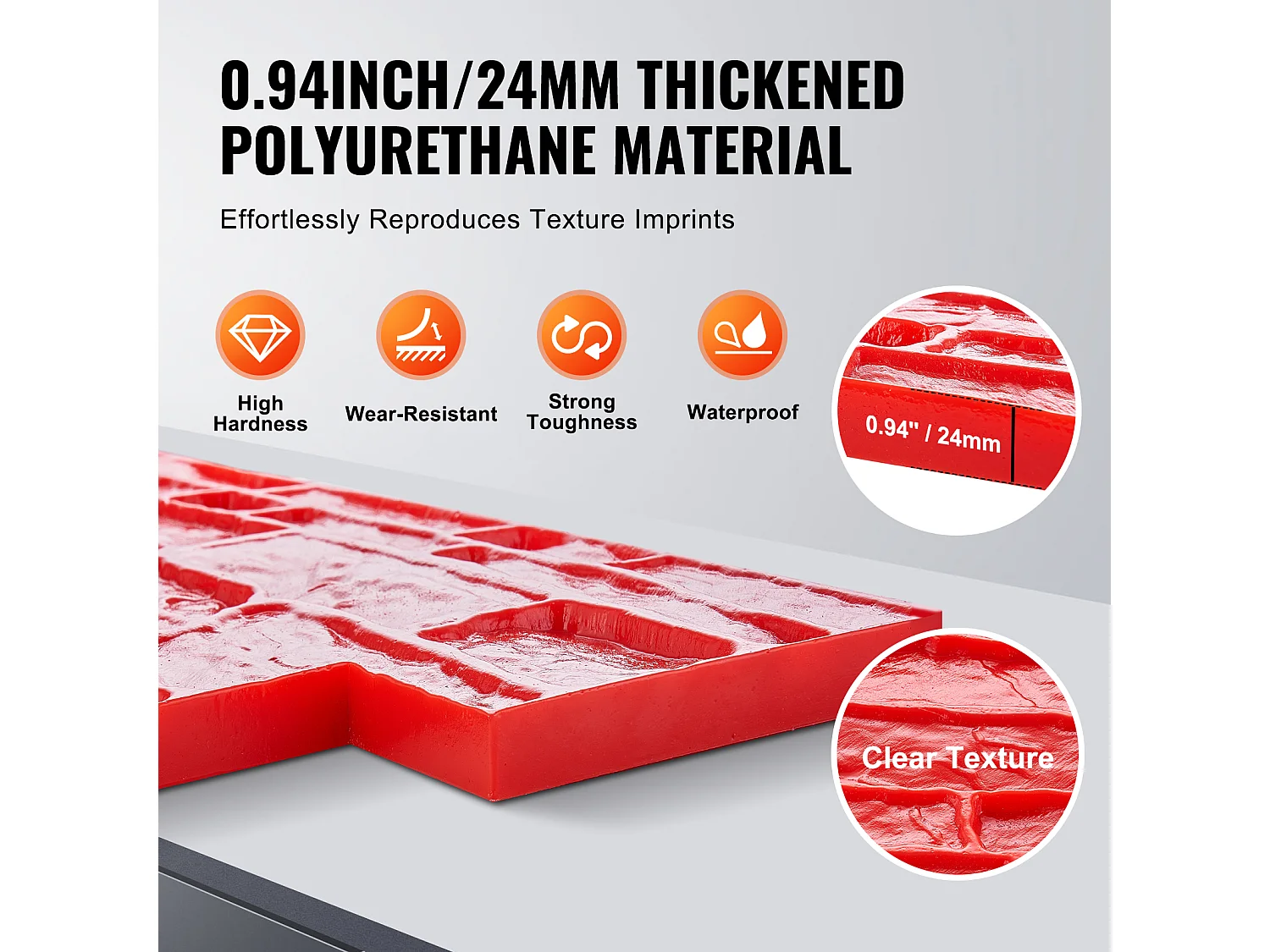 Tapis de Tampon pour Béton SucceBuy, 740 x 330 mm, Peau Texturée en Polyuréthane pour Moulage