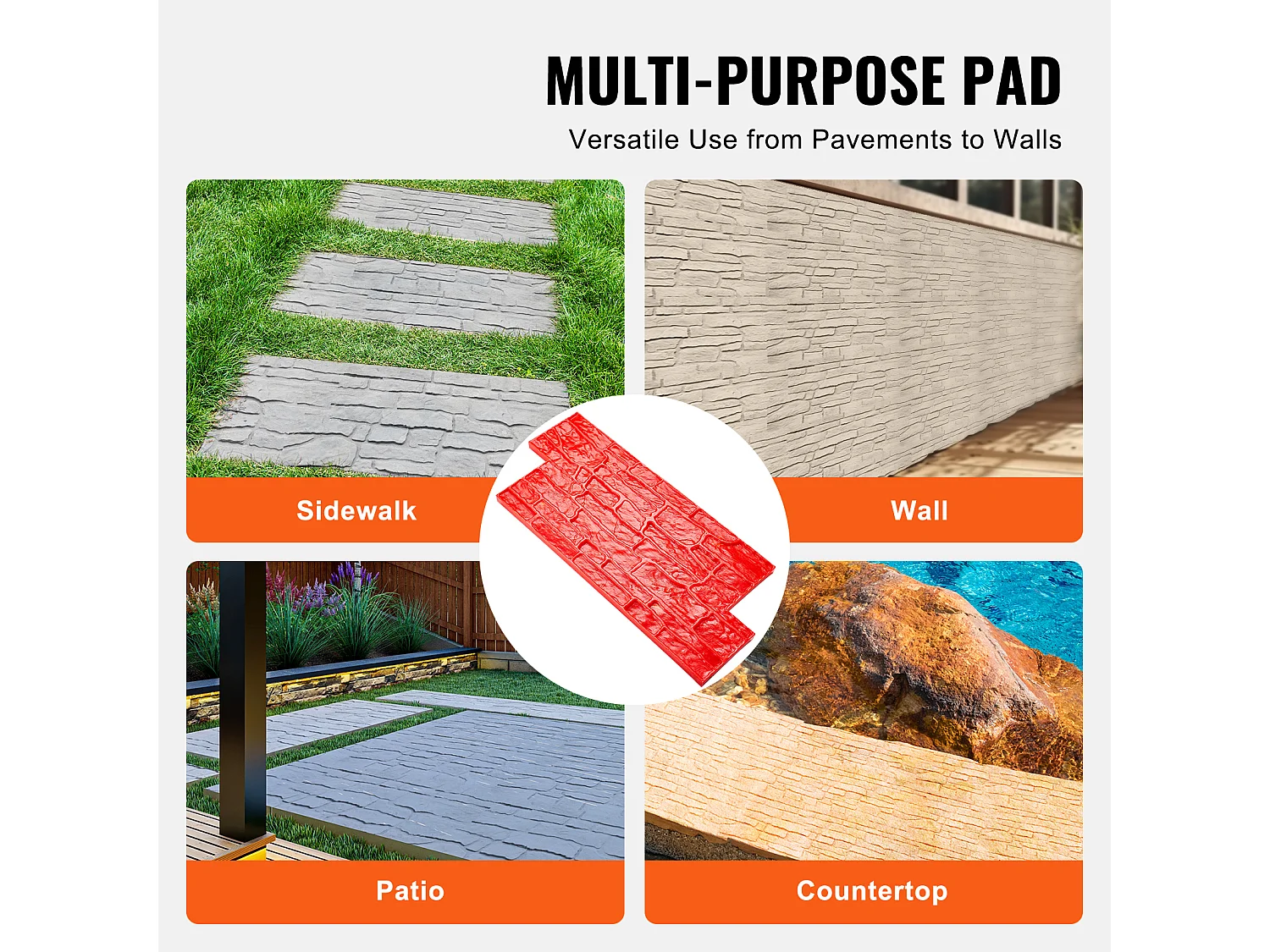 Tapis de Tampon pour Béton SucceBuy, 740 x 330 mm, Peau Texturée en Polyuréthane pour Moulage