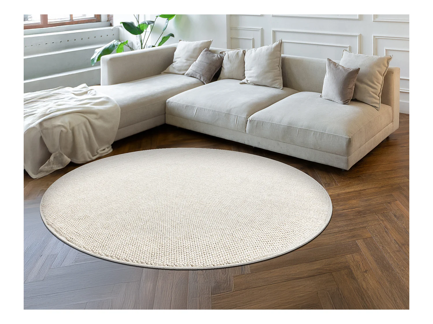 Tapis CASABLANCA LOOM cercle crème, bouclé, doux intérieur et exté cercle 200 cm