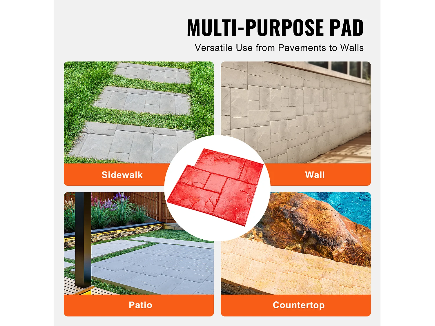 Tapis de Tampon pour Béton SucceBuy, 61 x 61 cm, Peau Texturée en Polyuréthane pour Moulage