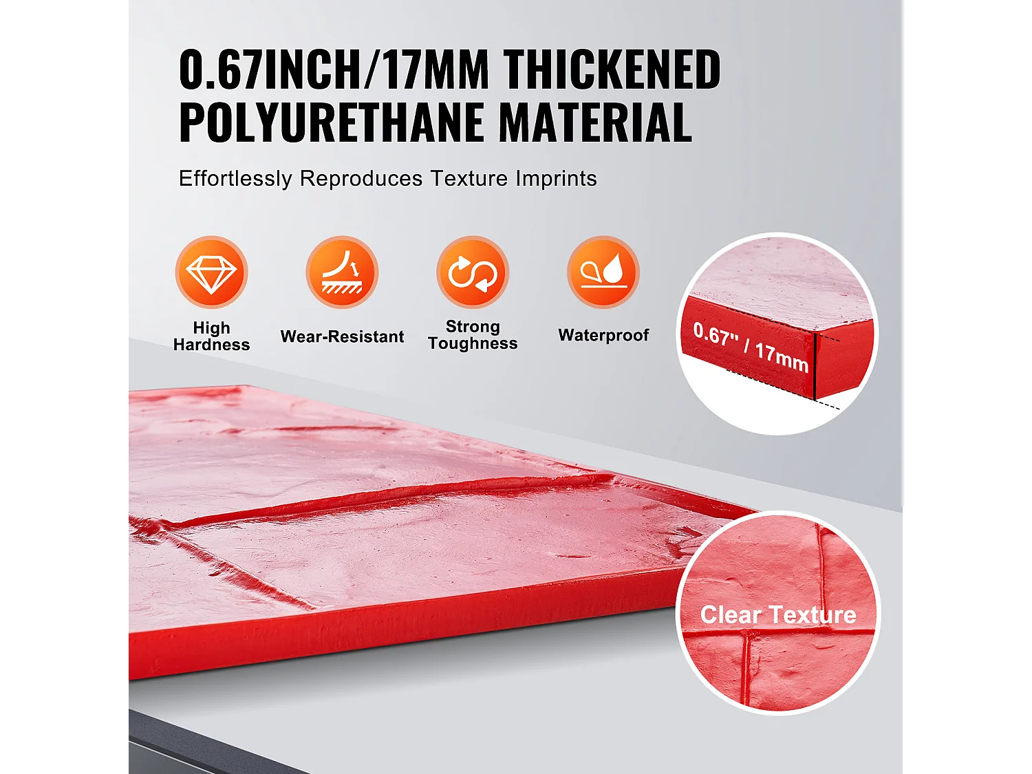 Tapis de Tampon pour Béton SucceBuy, 61 x 61 cm, Peau Texturée en Polyuréthane pour Moulage