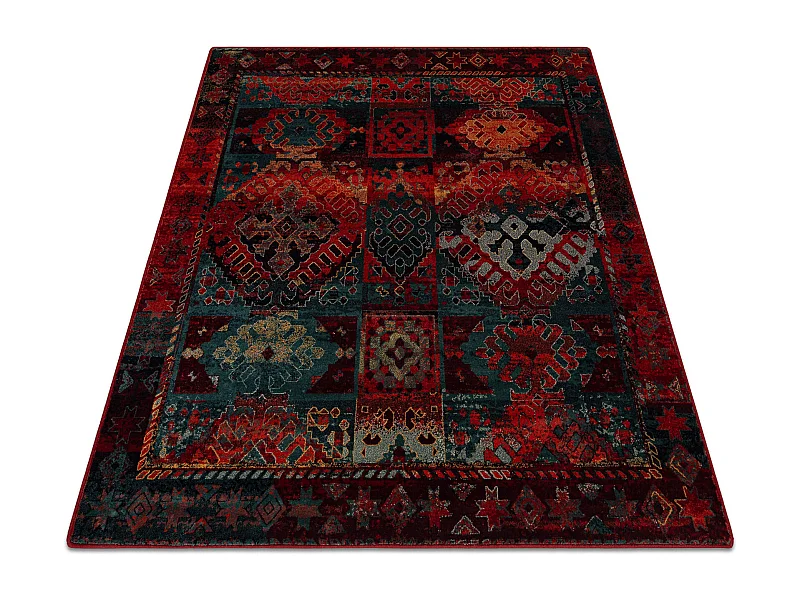 Tapete de lã OMEGA AVAR Quadrado Quadro, diamantes, oriental - rubi 200x200 cm