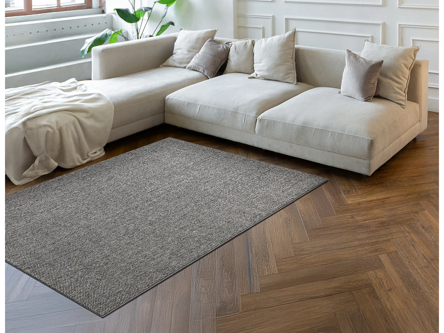 Tapis CASABLANCA LOOM gris, bouclé, doux intérieur et extérieur 60x100 cm