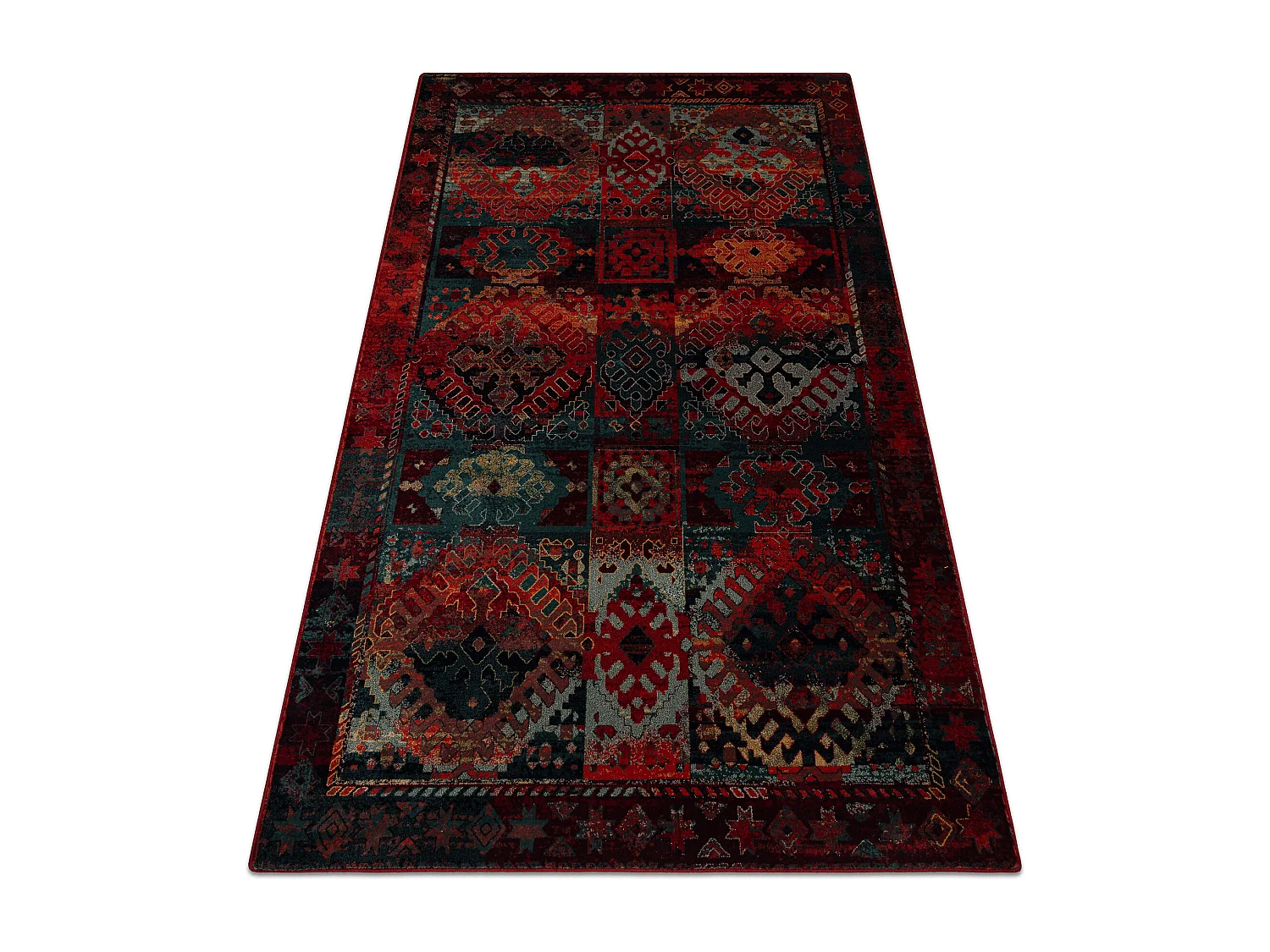 Tapis en laine OMEGA AVAR Cadre, diamants, oriental - rubis 200x300 cm