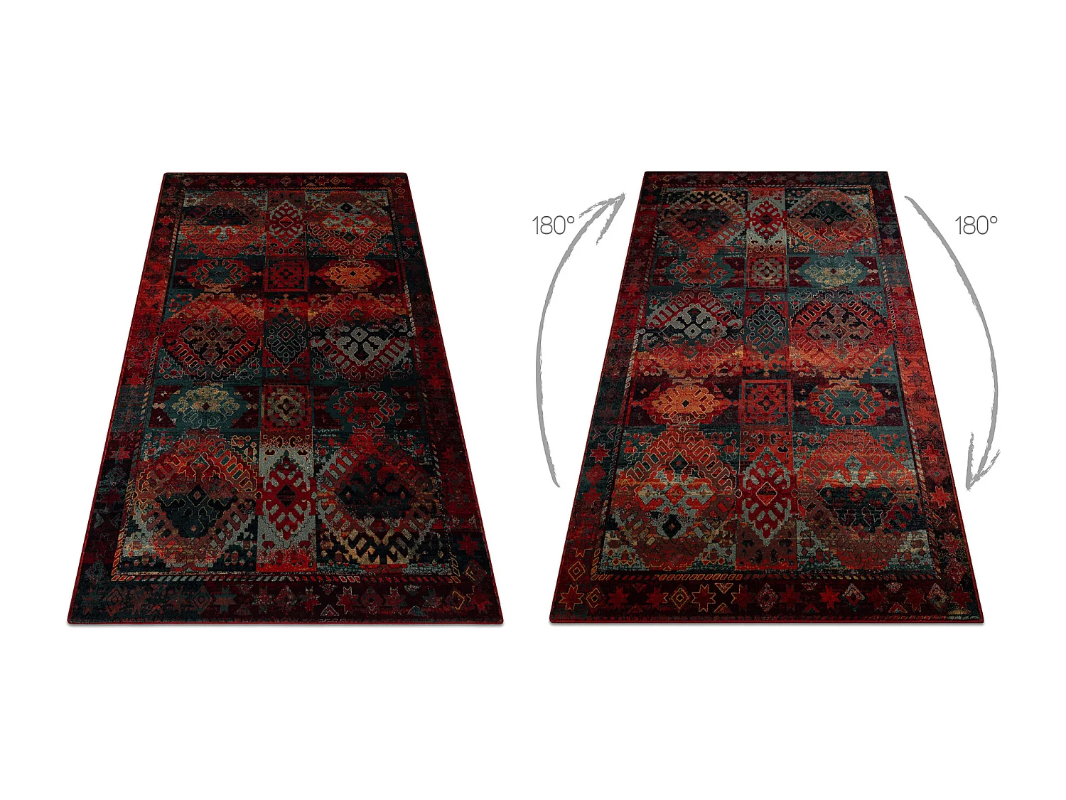 Tapis en laine OMEGA AVAR Cadre, diamants, oriental - rubis 200x300 cm