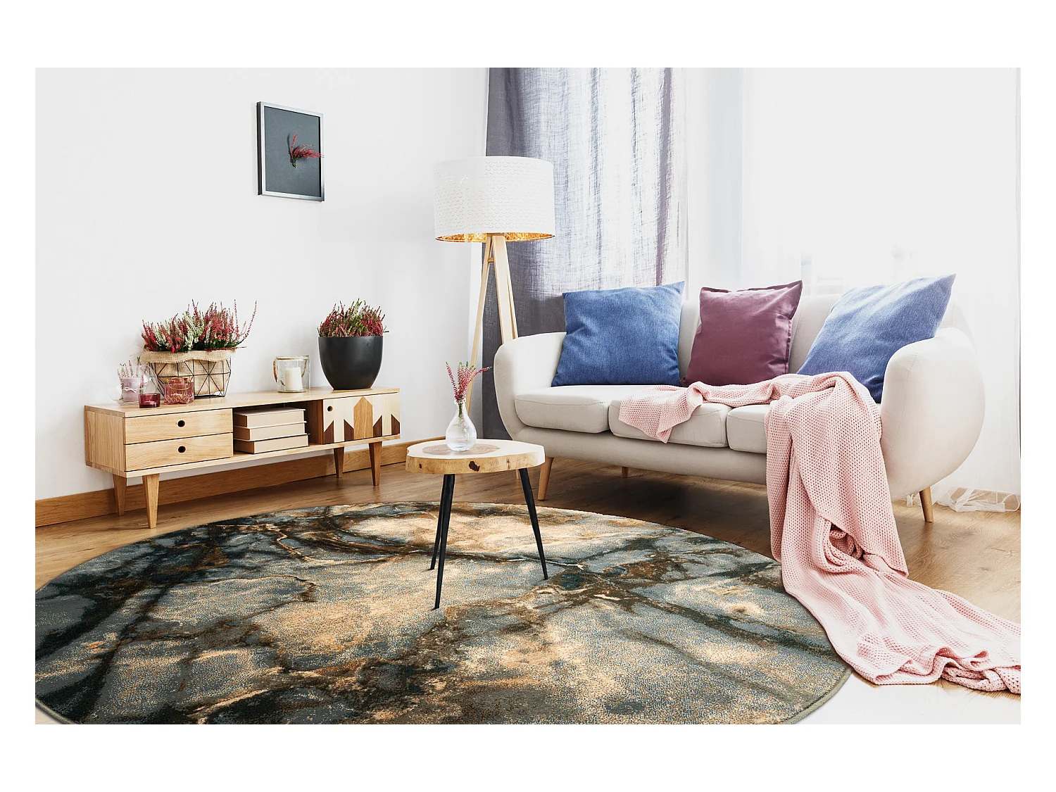 Tapis en laine OMEGA ELIAN Cercle Marbre iron vert cercle 200 cm