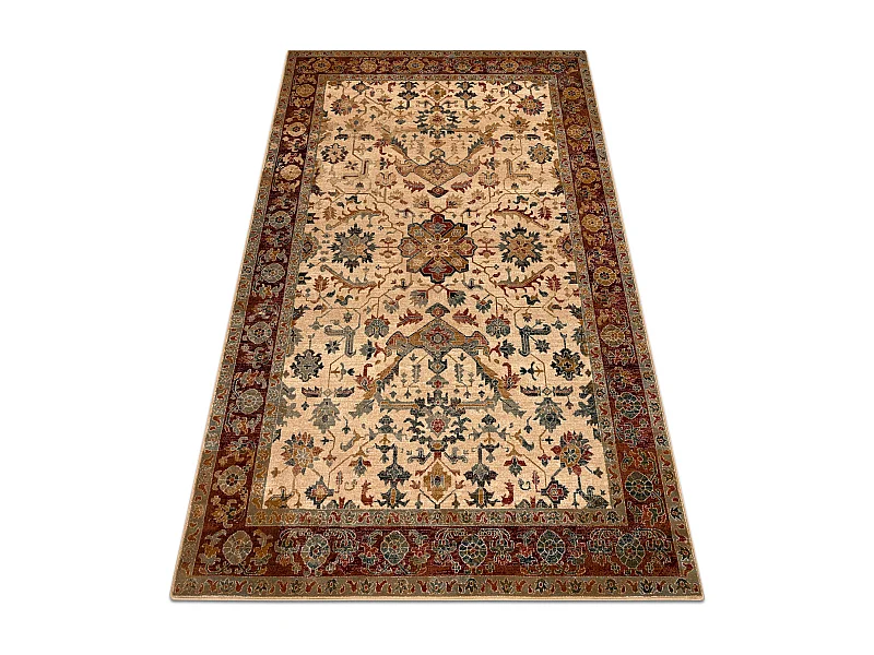 Wollteppich POLONIA VERANO Ornament, Rahmen hell rubin 200x300 cm