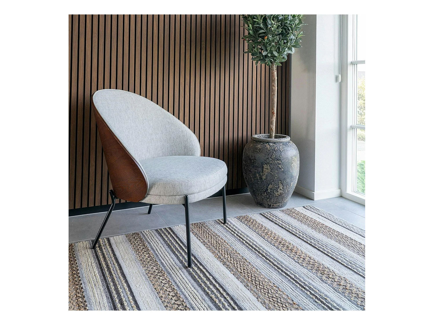 Tapis en jute et laine à motifs linéaires 200x300 cm FEZ