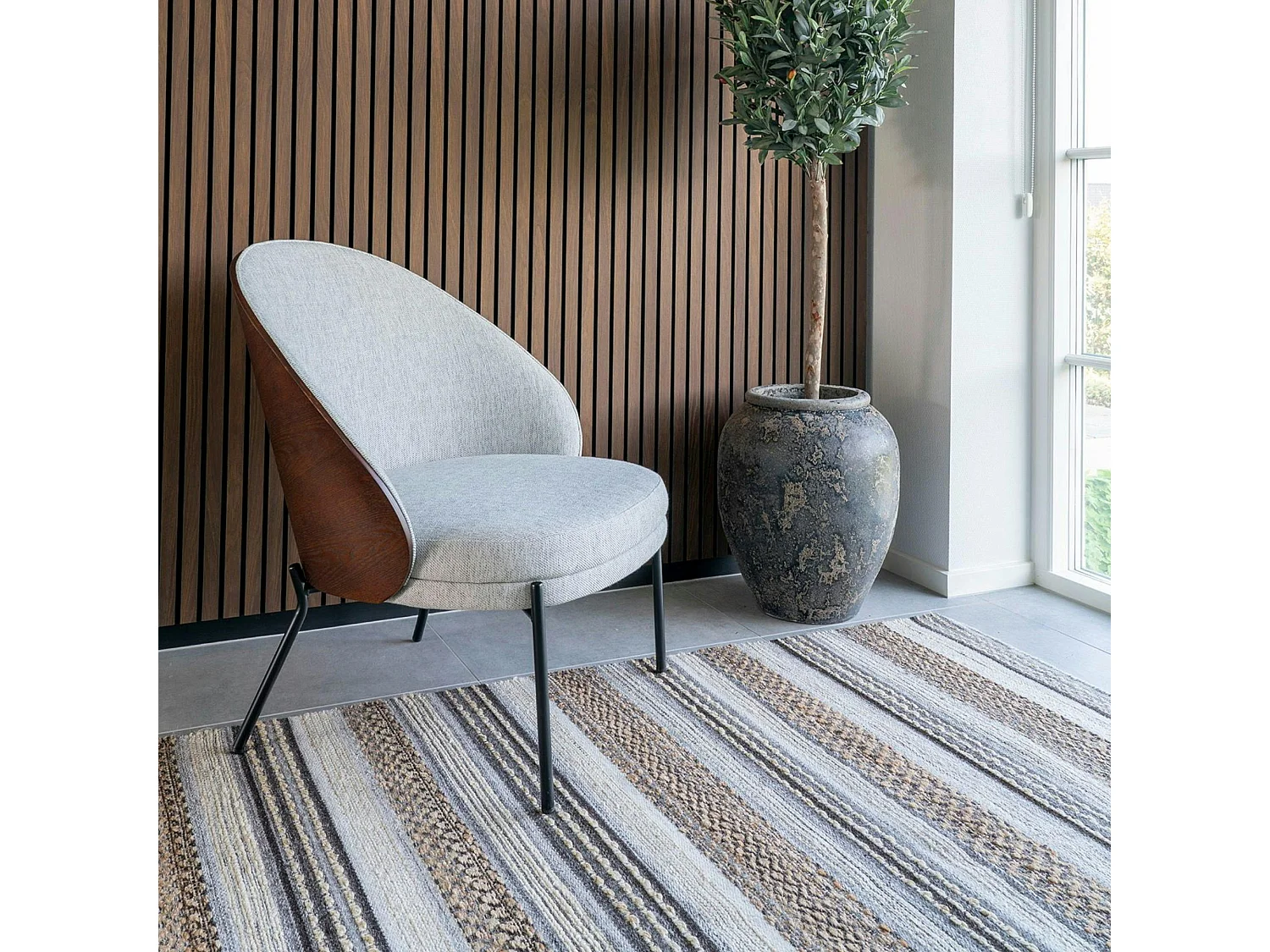 Tapis en jute et laine à motifs linéaires 200x300 cm FEZ