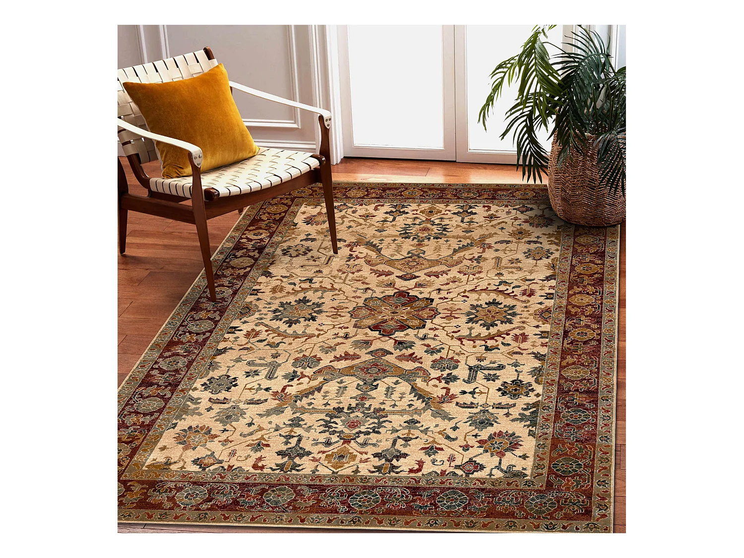 Tapis en laine POLONIA VERANO Ornement, cadre rubis clair 235x350 cm