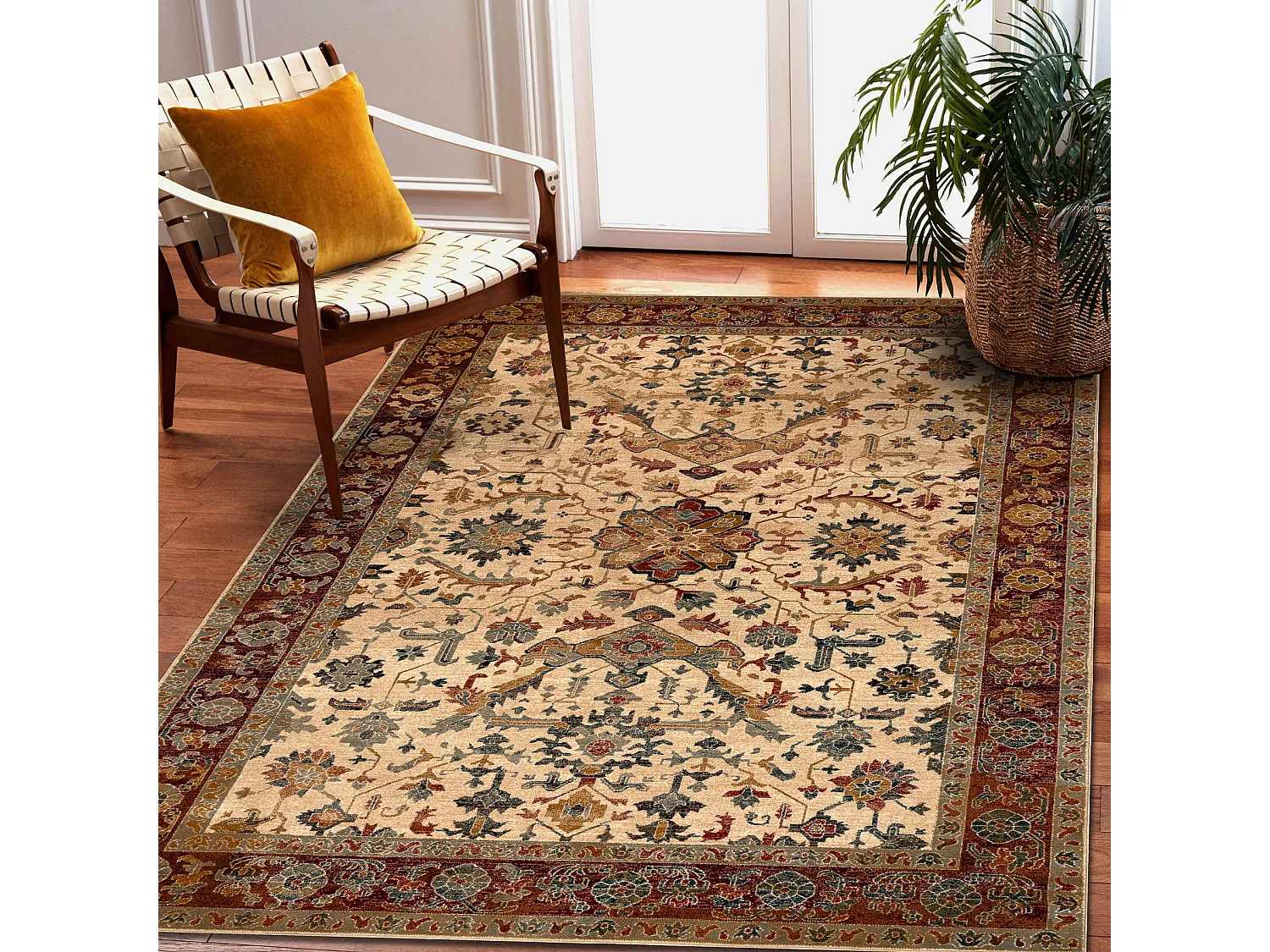 Tapis en laine POLONIA VERANO Ornement, cadre rubis clair 235x350 cm