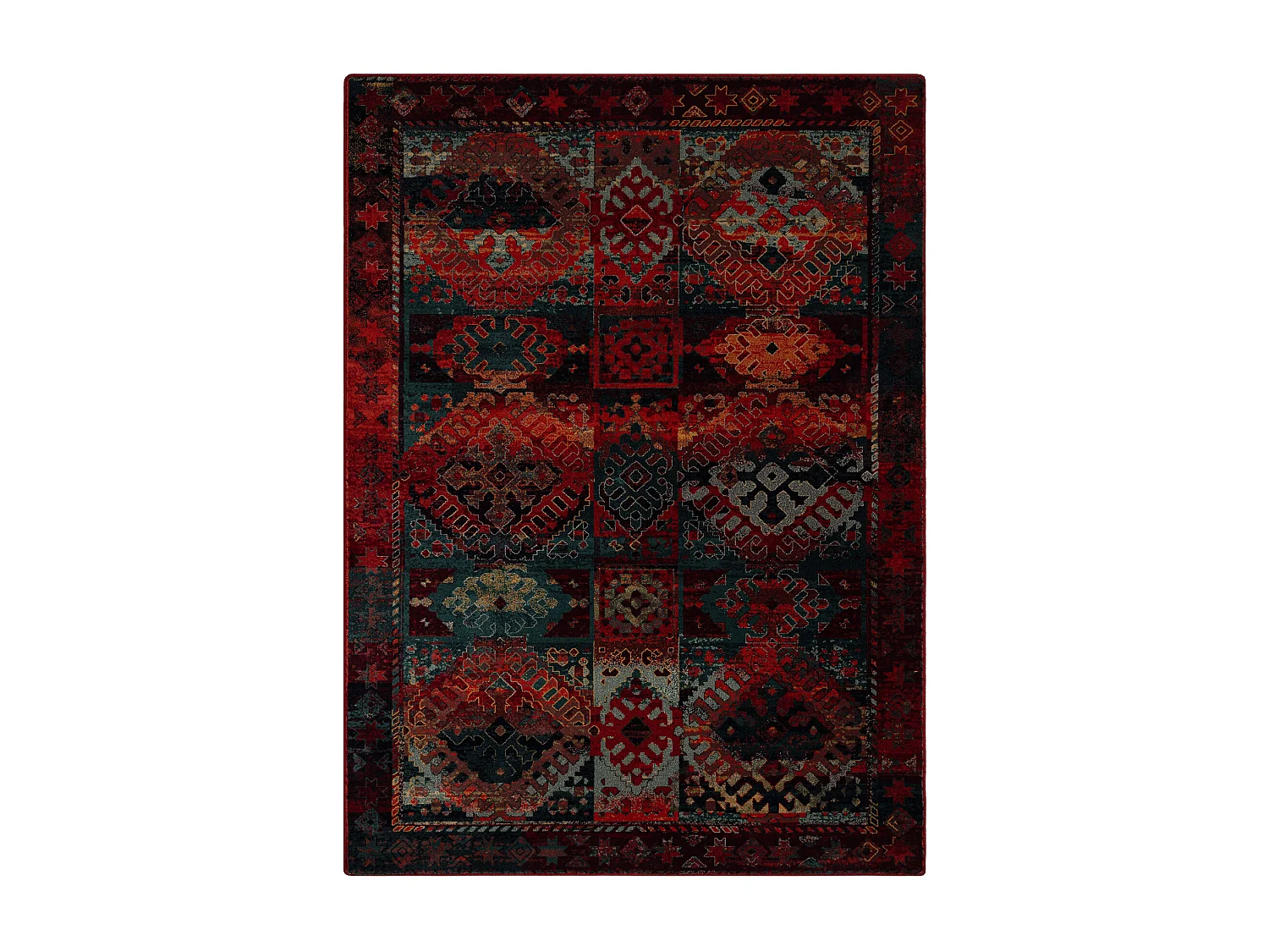 Tapis en laine OMEGA AVAR Cadre, diamants, oriental - rubis 170x235 cm
