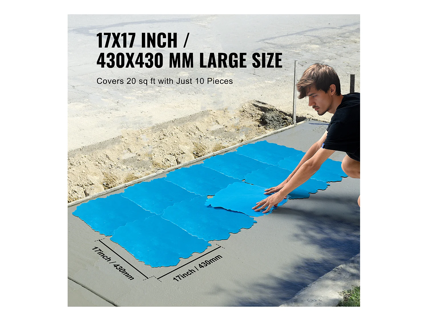 Stempelmat voor Beton SucceBuy, 430 x 430 mm, Gestructureerde Polyurethaanhuid voor Gieten