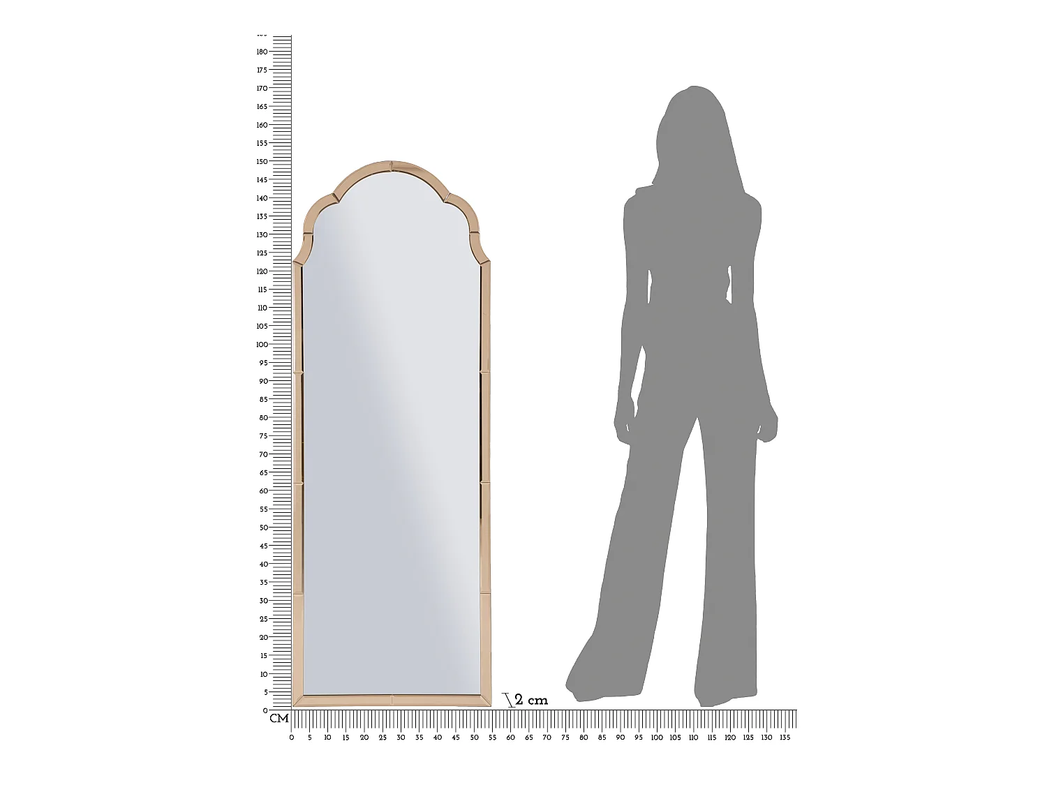 Miroir mural avec cadre en verre rose cm 55x2x150